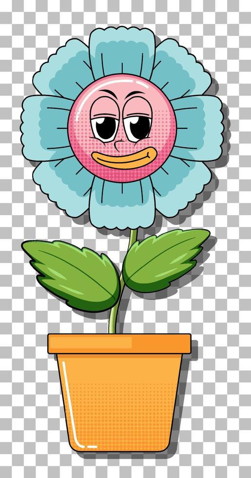 personagem de desenho animado de flores no pote vetor