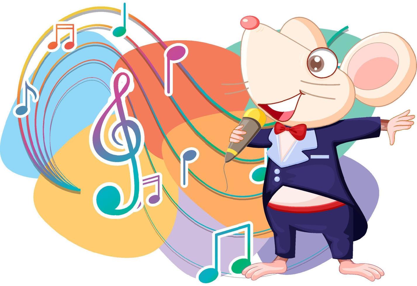 personagem de desenho animado de cantor de rato em fundo branco vetor