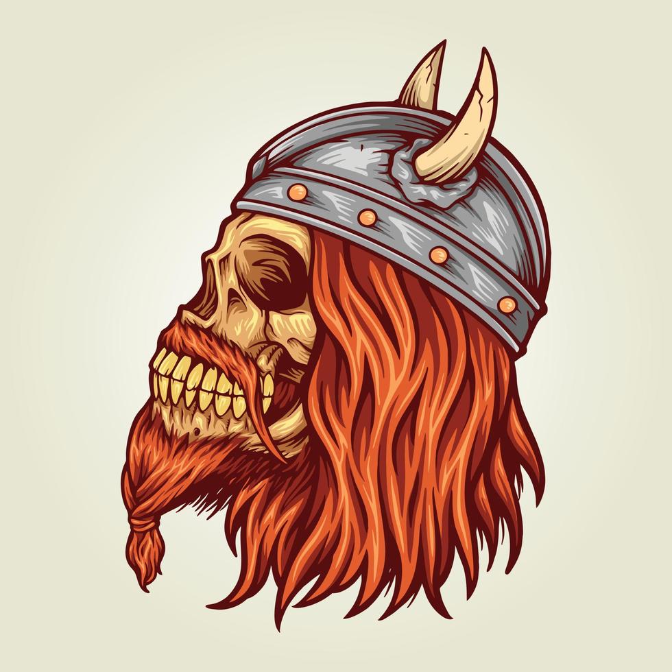 crânio de cabeça viking com ilustrações vetoriais de chifre para o seu logotipo de trabalho, camiseta de mercadoria mascote, adesivos e designs de etiquetas, pôster, cartões de saudação, empresa ou marcas de publicidade. vetor