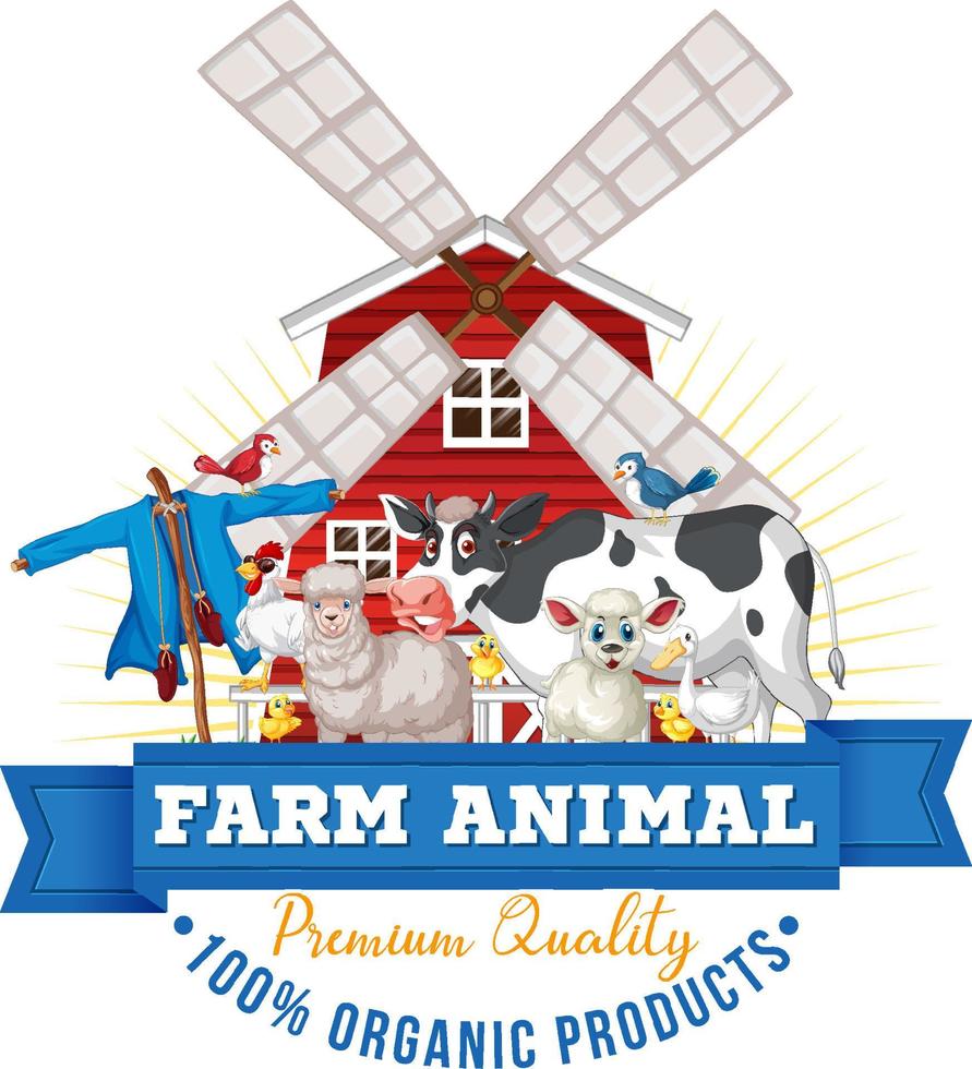 design de logotipo com palavras animais de fazenda vetor