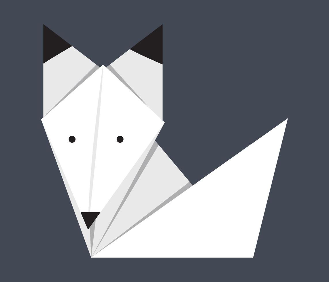 origami de raposa simples em fundo cinza vetor