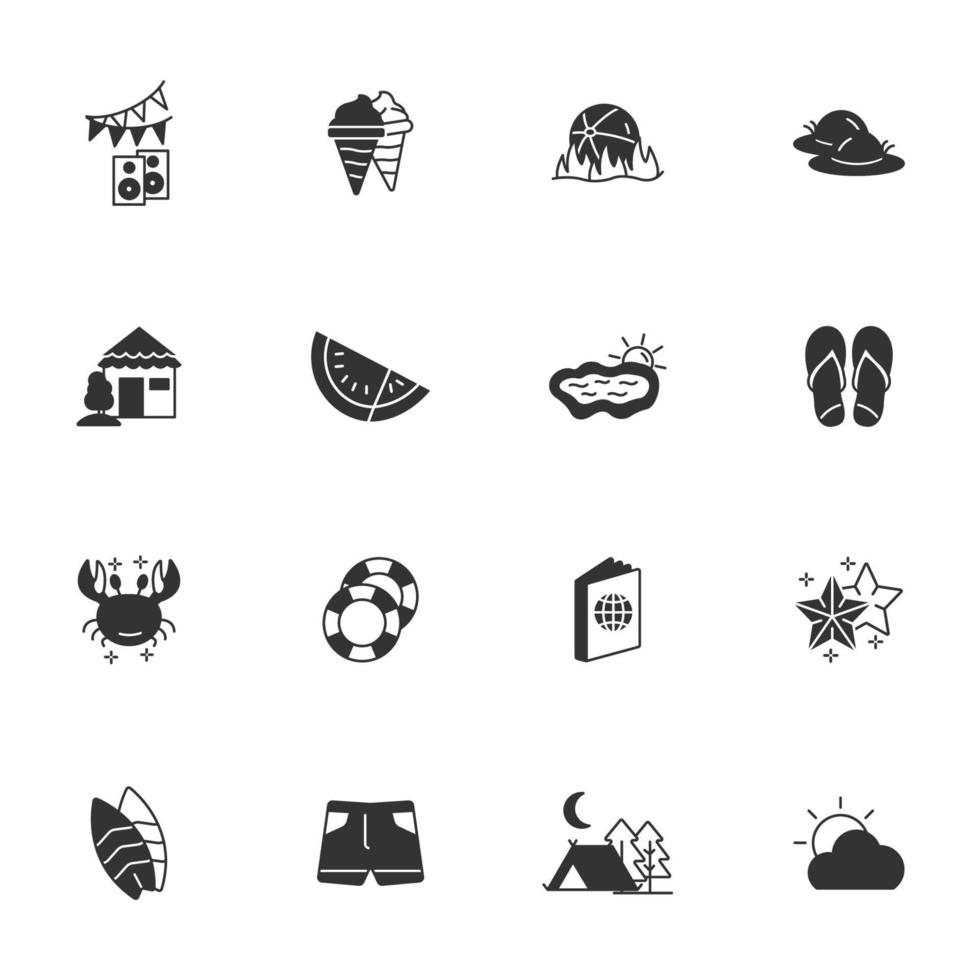 conjunto de ícones de férias de verão. elementos do vetor de símbolo de pacote de férias de verão para web infográfico