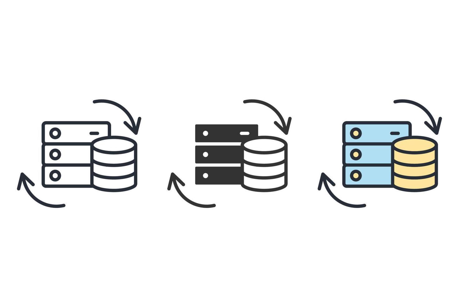 elementos de vetor de símbolo de ícones de backup de dados para web infográfico