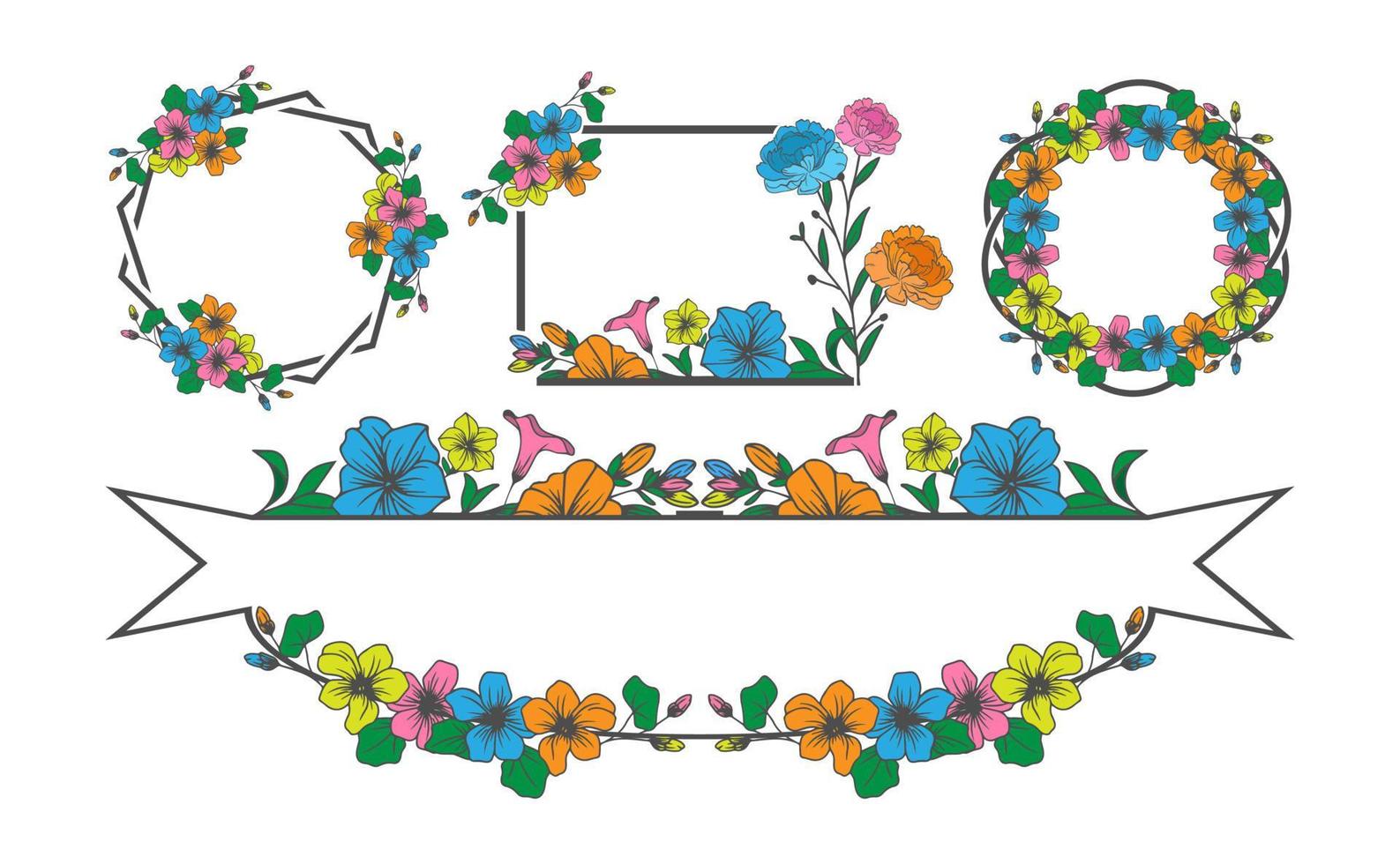 conjunto de molduras com decoração botânica vetor