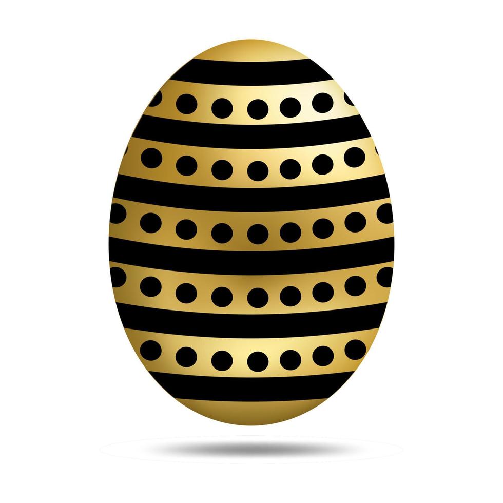 ovo de páscoa de vetor dourado isolado no fundo branco. ovo colorido com padrão de pontos. estilo realista. para cartões, convites. ilustração vetorial para seu projeto, web.