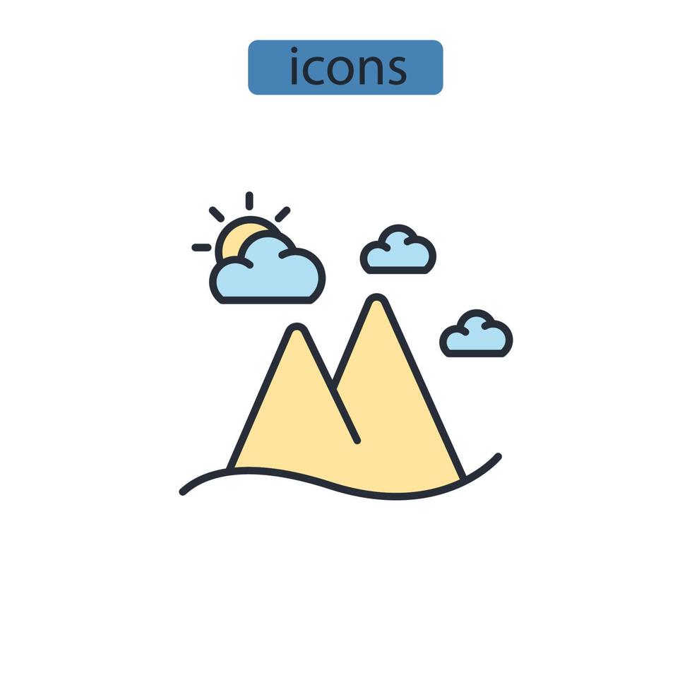 ícones de montanha simbolizam elementos vetoriais para infográfico web vetor