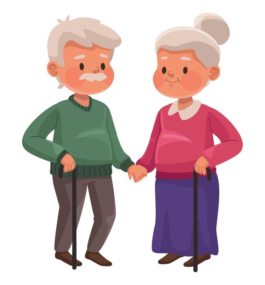 casal de avós com bengalas vetor
