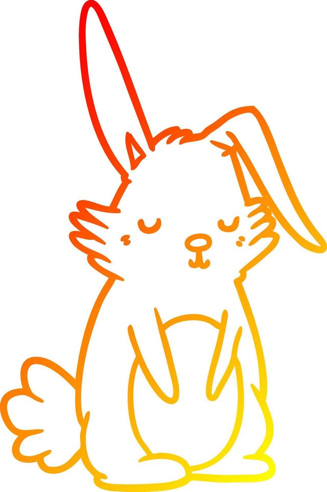 desenho de linha de gradiente quente desenho animado coelho sonolento vetor