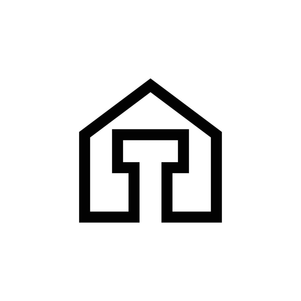 design de logotipo de construção de casa letra t vetor