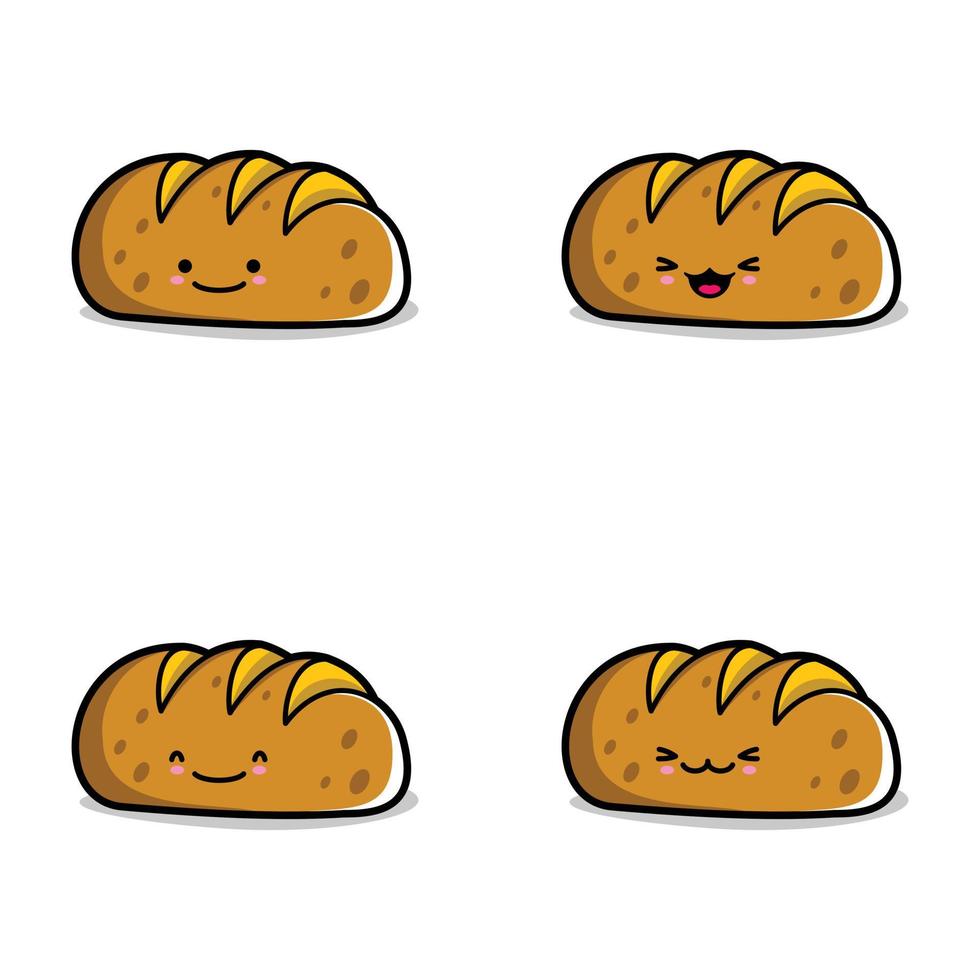 ilustração vetorial de emoji de pão fofo vetor