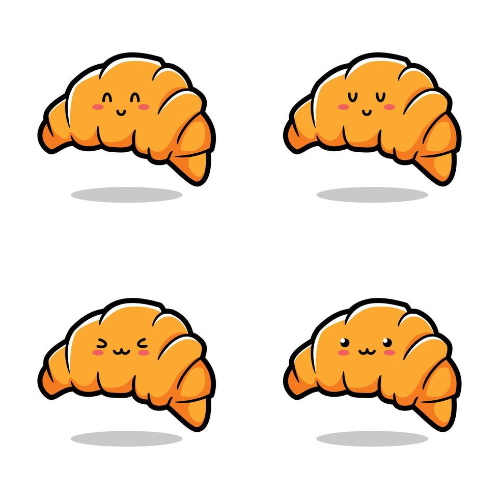 ilustração vetorial de emoji de croissant fofo vetor