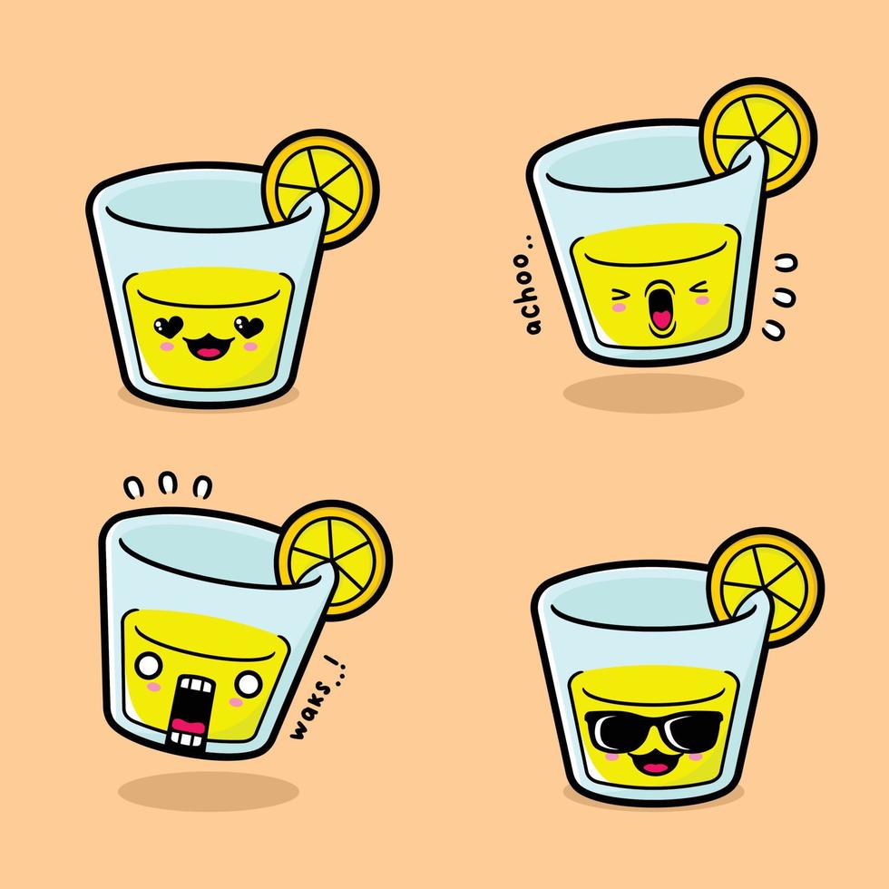 ilustração vetorial de emoji de limonada fofa vetor