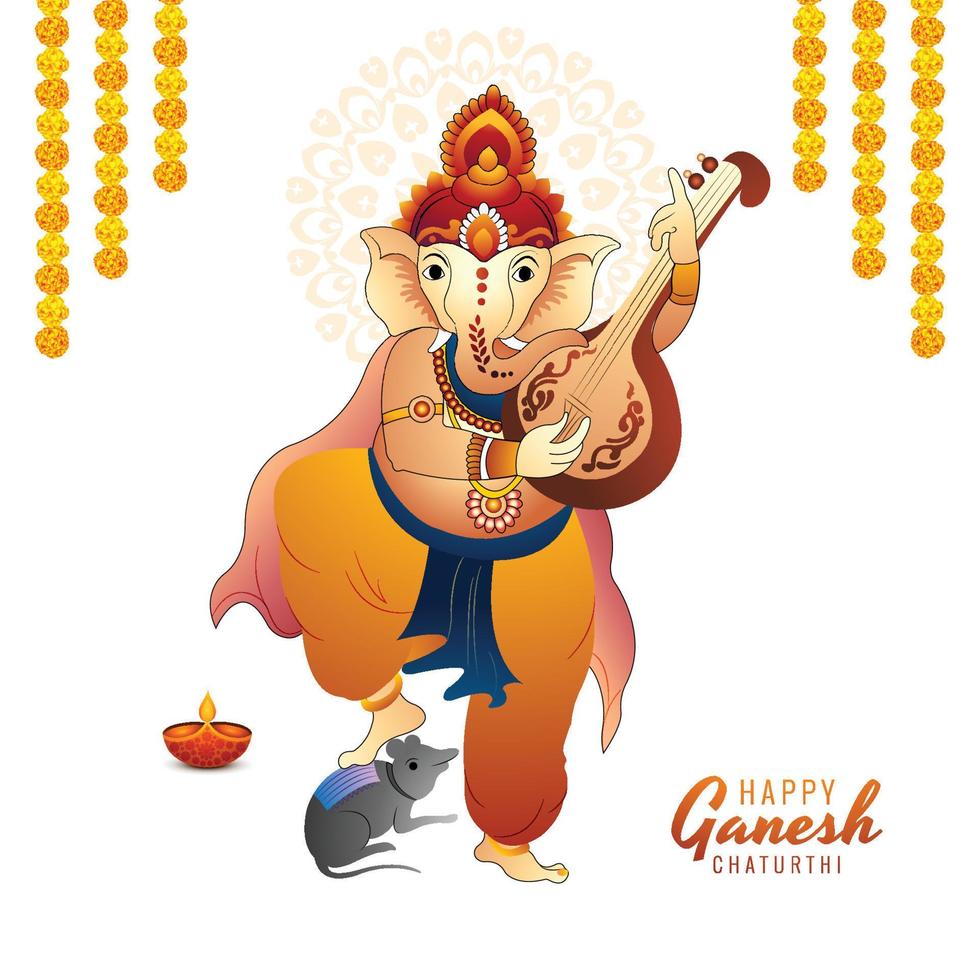 fundo de cartão de celebração feliz ganesh chaturthi vetor