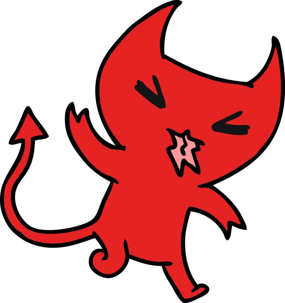 desenho de um demônio fofo kawaii vetor