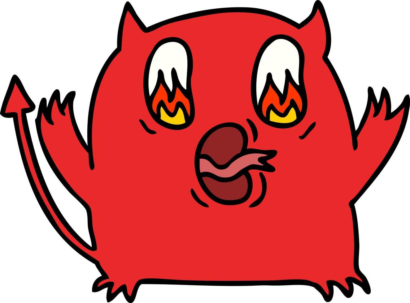 desenho de demônio vermelho kawaii fofo vetor