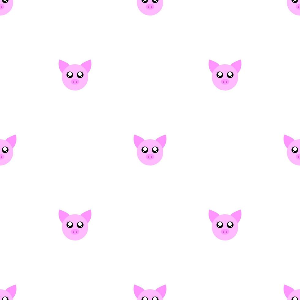 padrão sem emenda com cara de porco bonito no fundo branco. porco rosa engraçado. ilustração vetorial. vetor