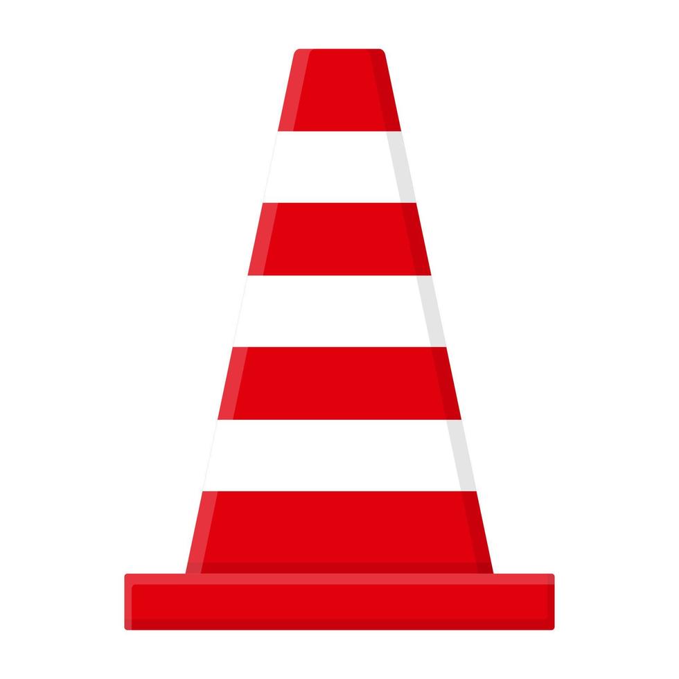 cone de trânsito vermelho isolado no fundo branco. estilo de desenho animado. ilustração vetorial para qualquer projeto. vetor