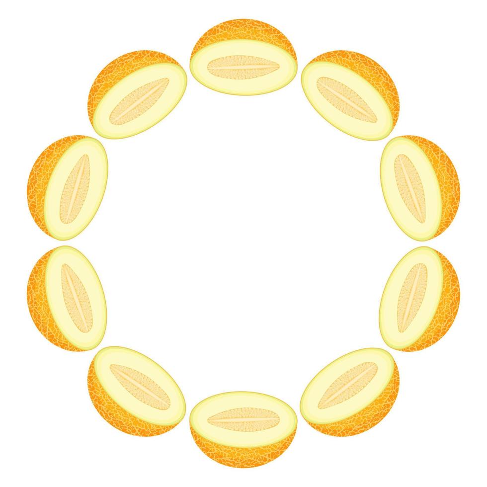 grinalda de melão amarelo com espaço para texto. comida doce orgânica dos desenhos animados. frutas de verão para um estilo de vida saudável. ilustração vetorial para qualquer projeto. vetor