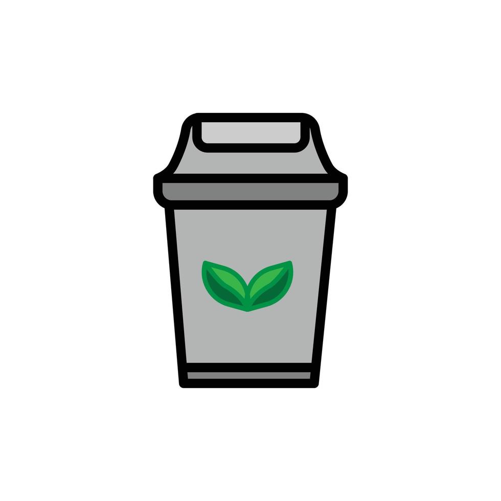 ilustração de ícone plano de uma lata de lixo, limpeza, verde, reciclagem, sem design vetorial de lixo. ícone plano vetor