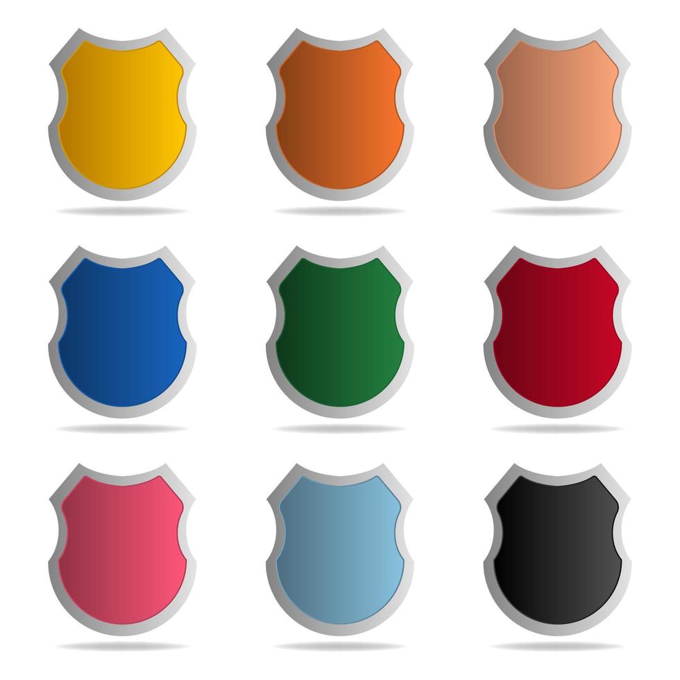 conjunto de escudos coloridos isolados no fundo branco. ícone de segurança. ícone de proteção. Ilustração vetorial para seu design. vetor