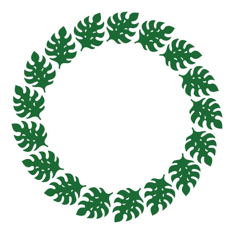 quadro de círculo de folhas verdes de monstera. decorações de casamento, convites. ilustração vetorial para seu projeto, web. vetor
