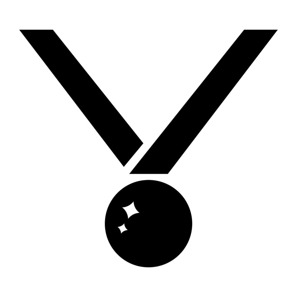 ícone de medalha isolado no fundo branco. silhueta negra do símbolo do vencedor. ilustração vetorial limpa e moderna para design, web. vetor