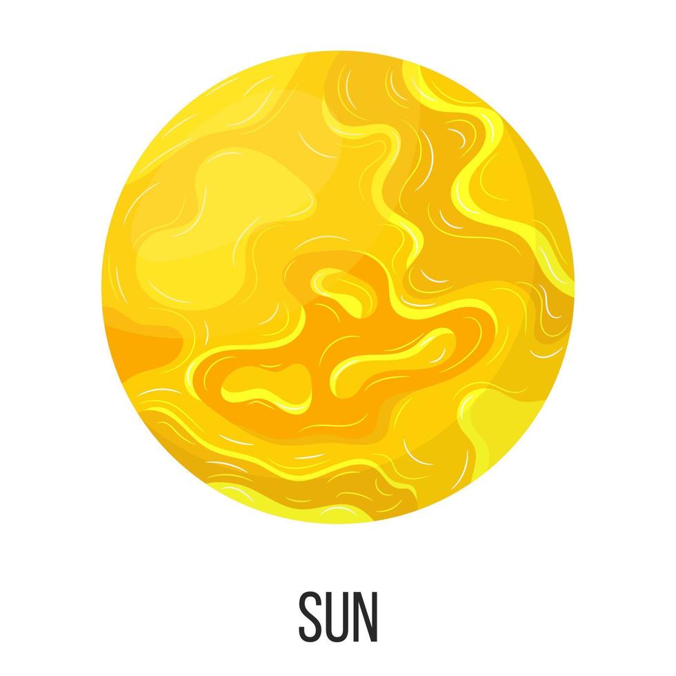 planeta estrela sol isolado no fundo branco. sistema solar. ilustração vetorial de estilo dos desenhos animados para qualquer projeto. vetor
