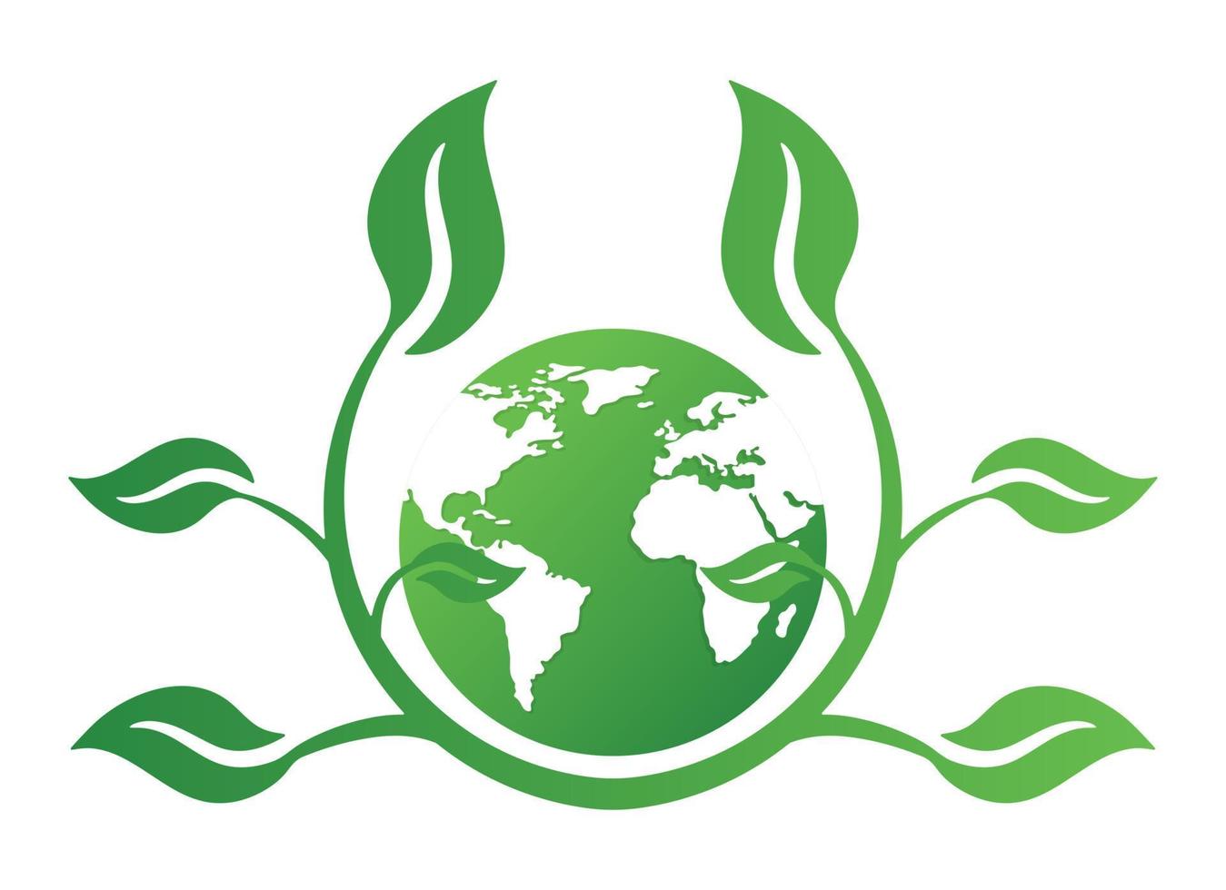 ícone do conceito de ecologia com terra e folhas. reciclar logotipo. ilustração vetorial para qualquer projeto. vetor