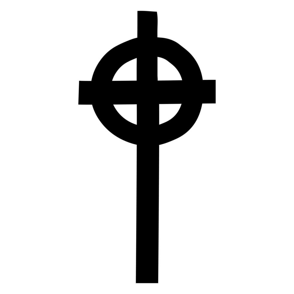 símbolo de vetor de cruz cristã plano e estilo de contorno