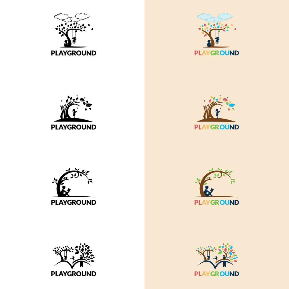 ilustração do logotipo de vetor de playground. playgroup, pré-escola, modelo de logotipo do jardim de infância