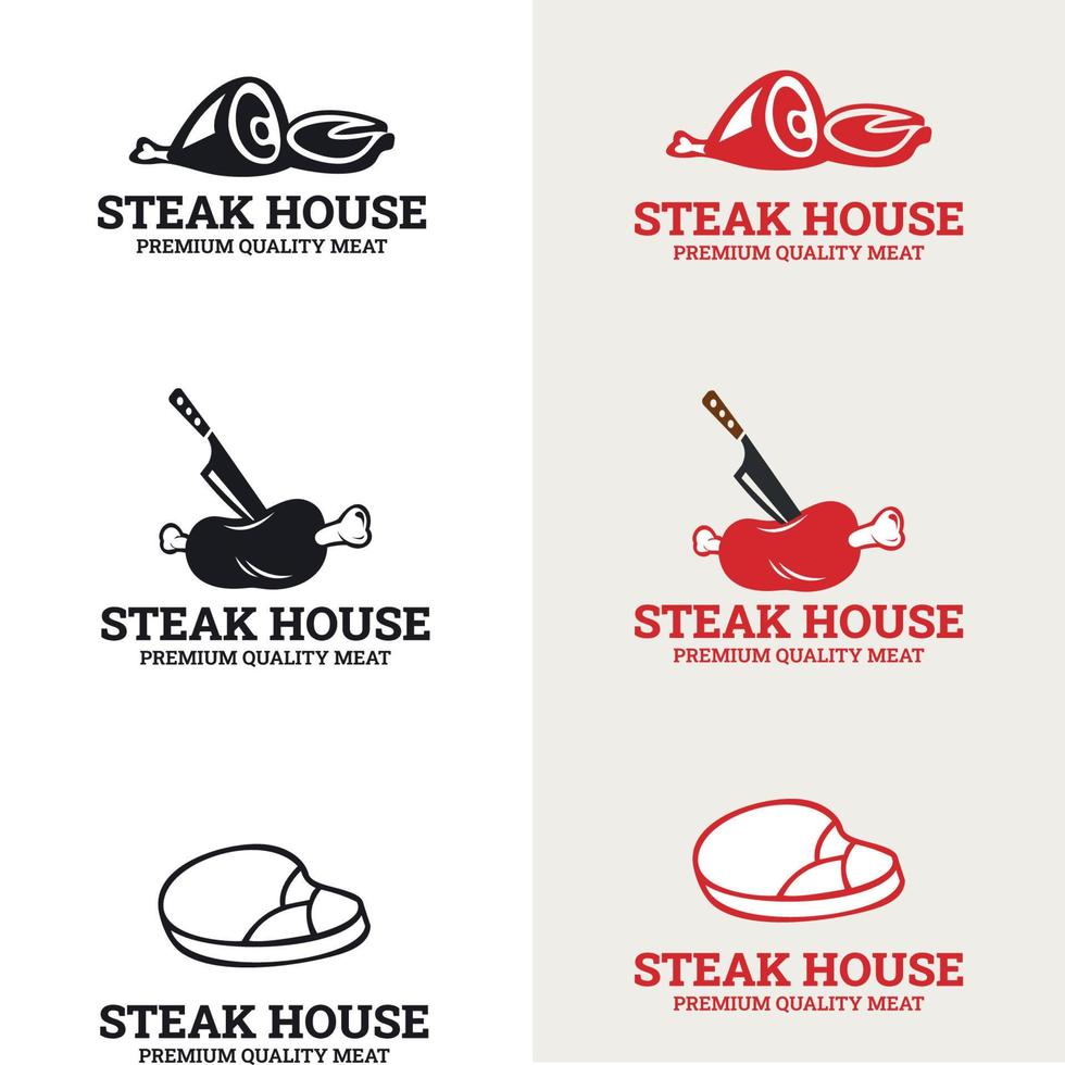 bife churrasco churrascaria restaurante logotipo com retro. rótulos de tipografia de churrascaria e emblemas de grelha vetor