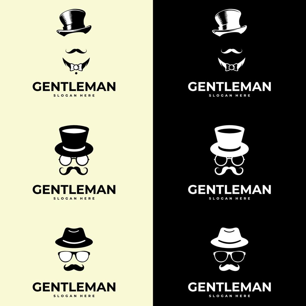 logotipo do cavalheiro. rótulo de cavalheiro. ilustração clássica com conjunto de ícones só de homens. vetor