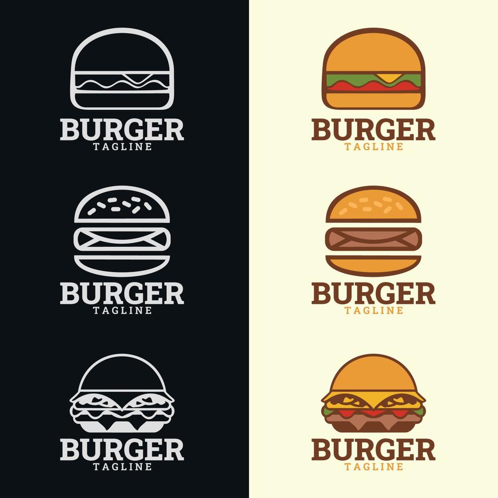 logotipo de hambúrguer, logotipo de fast food. vetor de sinal de logotipo de restaurante de hambúrguer