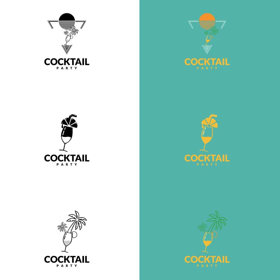 logotipo de coquetéis alcoólicos. fundo de menu de design de festa de verão coquetel vetor