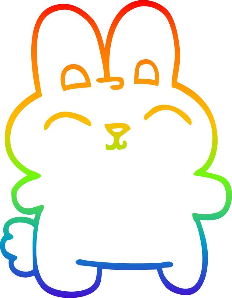 desenho de linha de gradiente de arco-íris desenho animado coelho cinza vetor