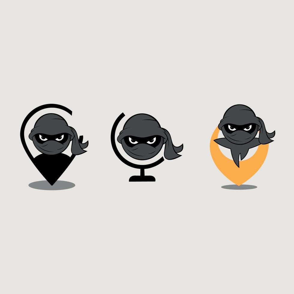 conjunto de vetores de ninjas fofos. logotipo vetorial ninja