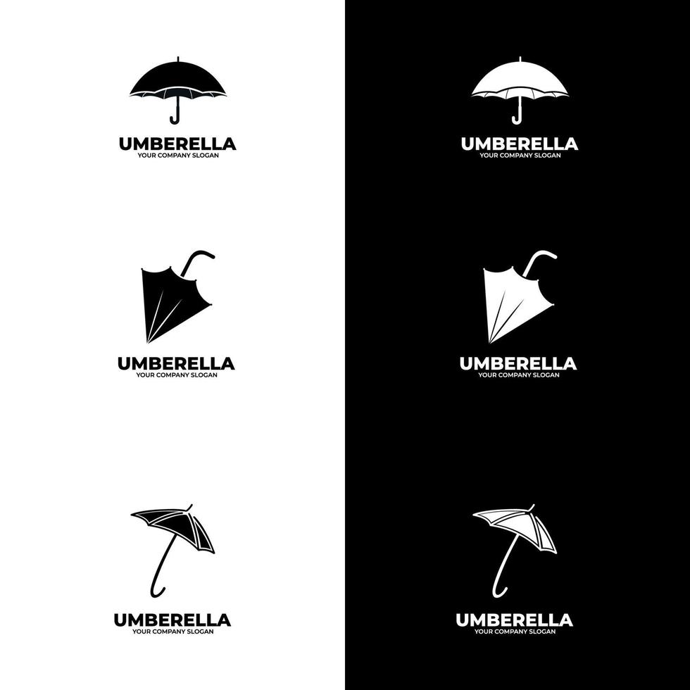 design de logotipo de guarda-chuva. adequado para logotipo da empresa, impressão, digital, ícone, aplicativos e outros fins de material de marketing. conjunto de logotipo de guarda-chuva vetor