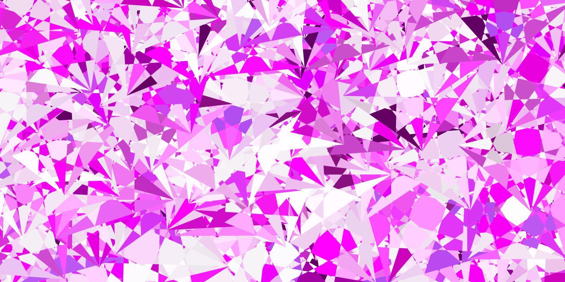 pano de fundo vector roxo, rosa claro com triângulos, linhas.