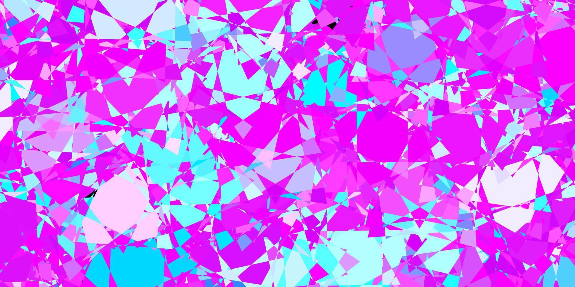 textura vector rosa escuro, azul com triângulos aleatórios.