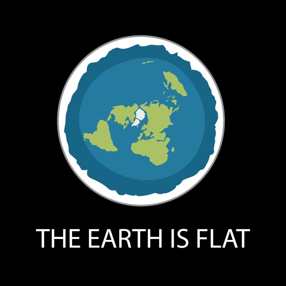 terra plana. antiga crença no globo plano em forma de disco. terra plana vs globo terrestre vetor