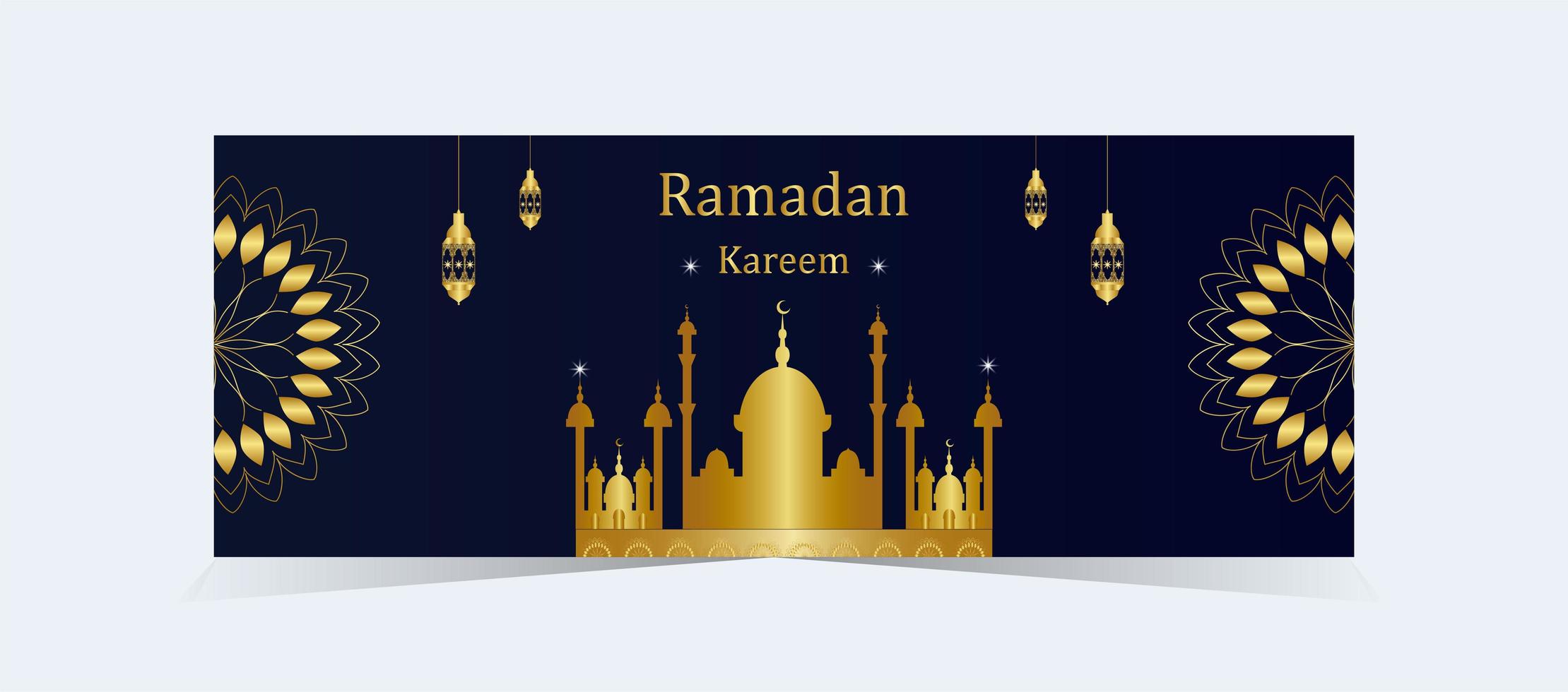Ramadan Kareem Mesquita dourada elegante Silhueta banner vetor