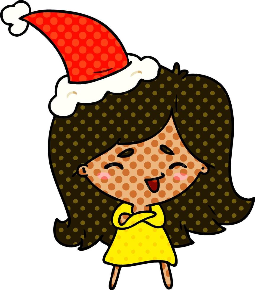 desenho de natal da garota kawaii vetor