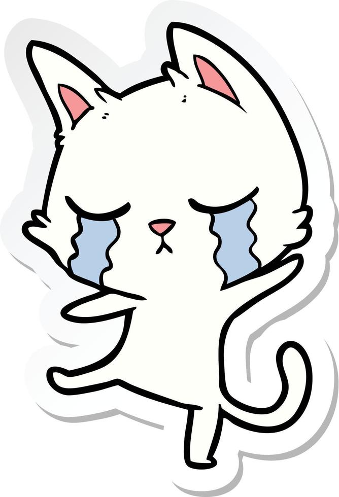 adesivo de um gato de desenho animado chorando realizando uma dança vetor
