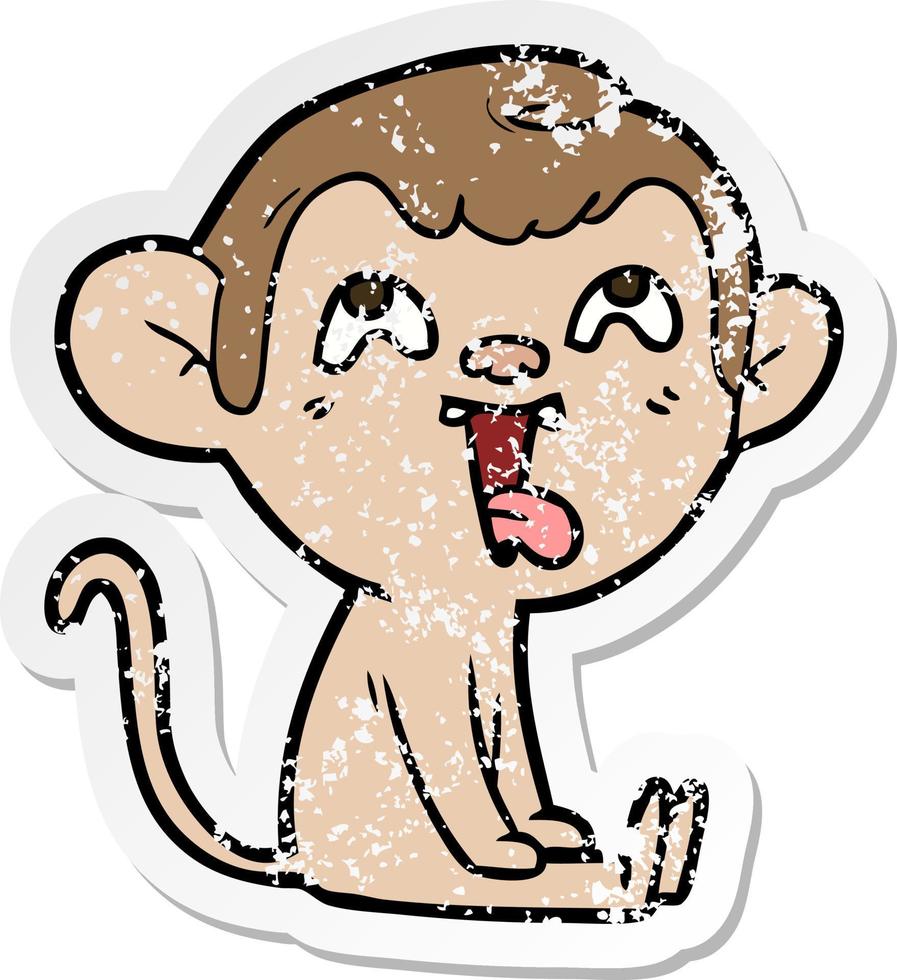 vinheta angustiada de um macaco de desenho animado louco vetor