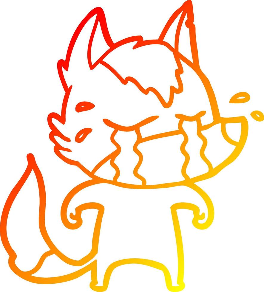 desenho de linha de gradiente quente desenho de desenho animado lobo chorando vetor