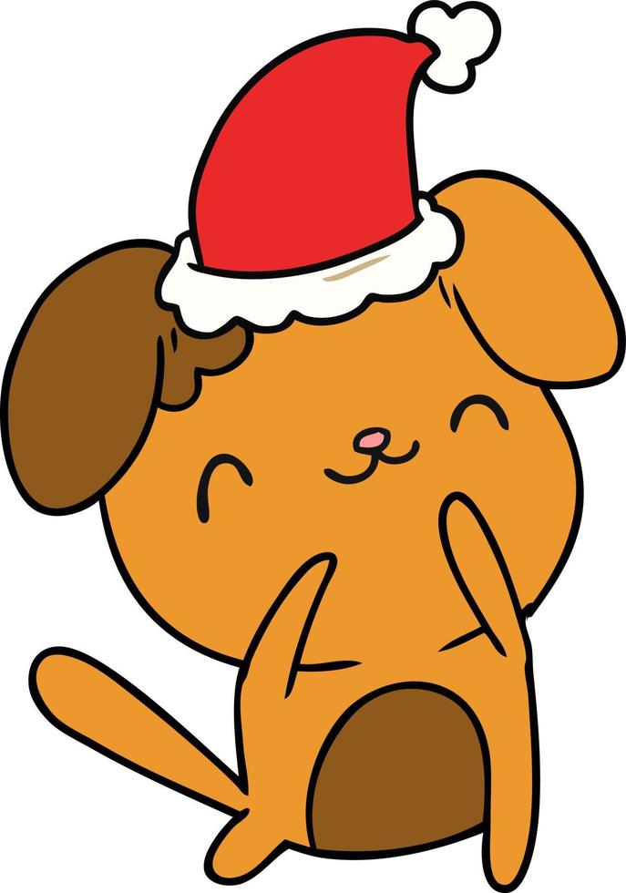 desenho de natal de cachorro kawaii vetor