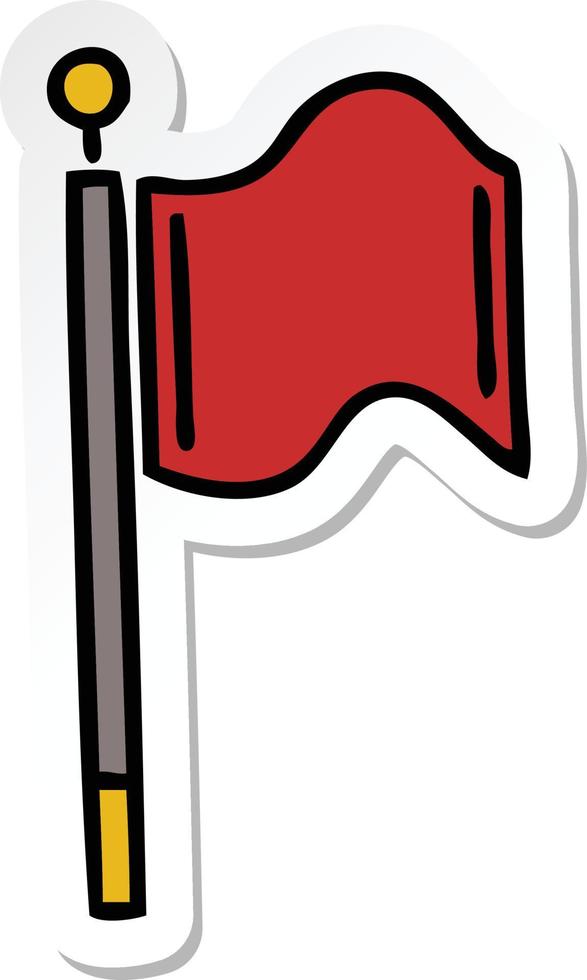 adesivo de uma bandeira vermelha de desenho animado bonito vetor