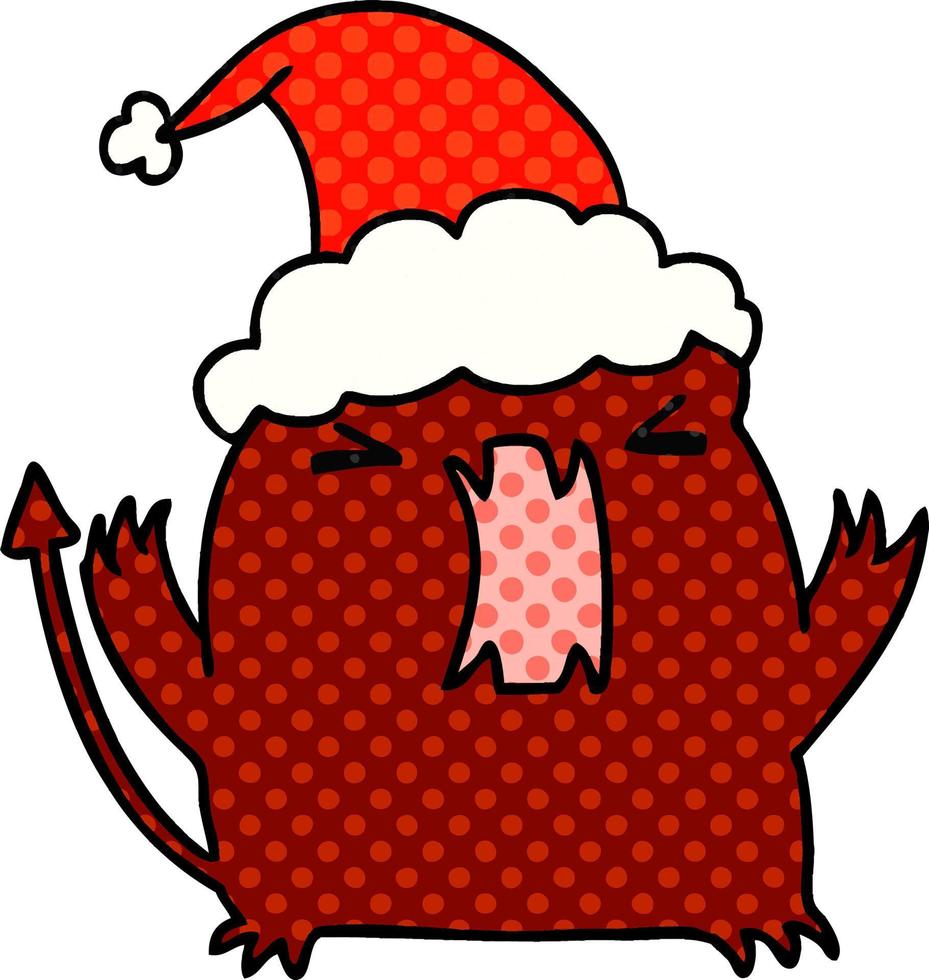 desenho de natal do diabo kawaii vetor