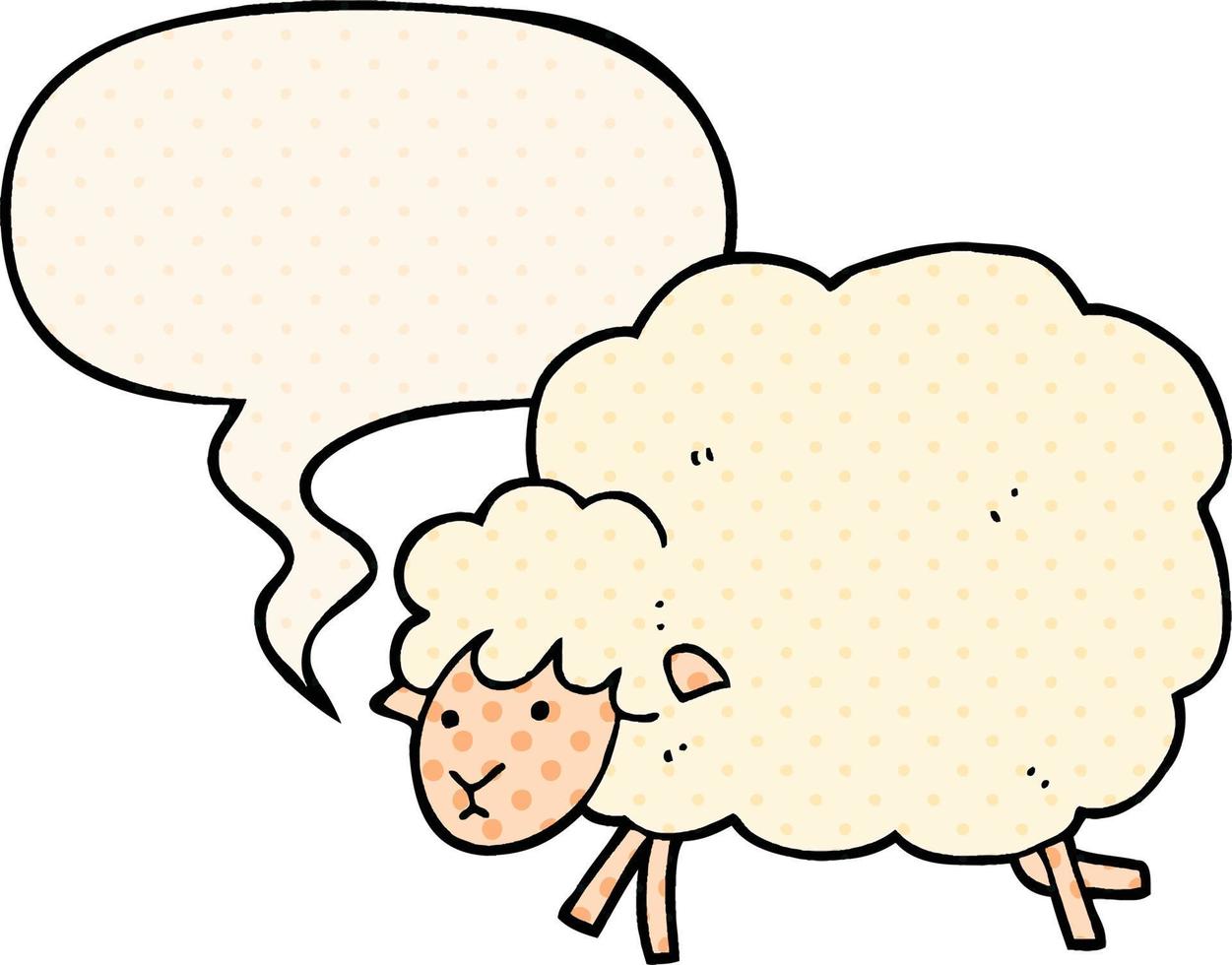 ovelha de desenho animado e bolha de fala no estilo de quadrinhos vetor