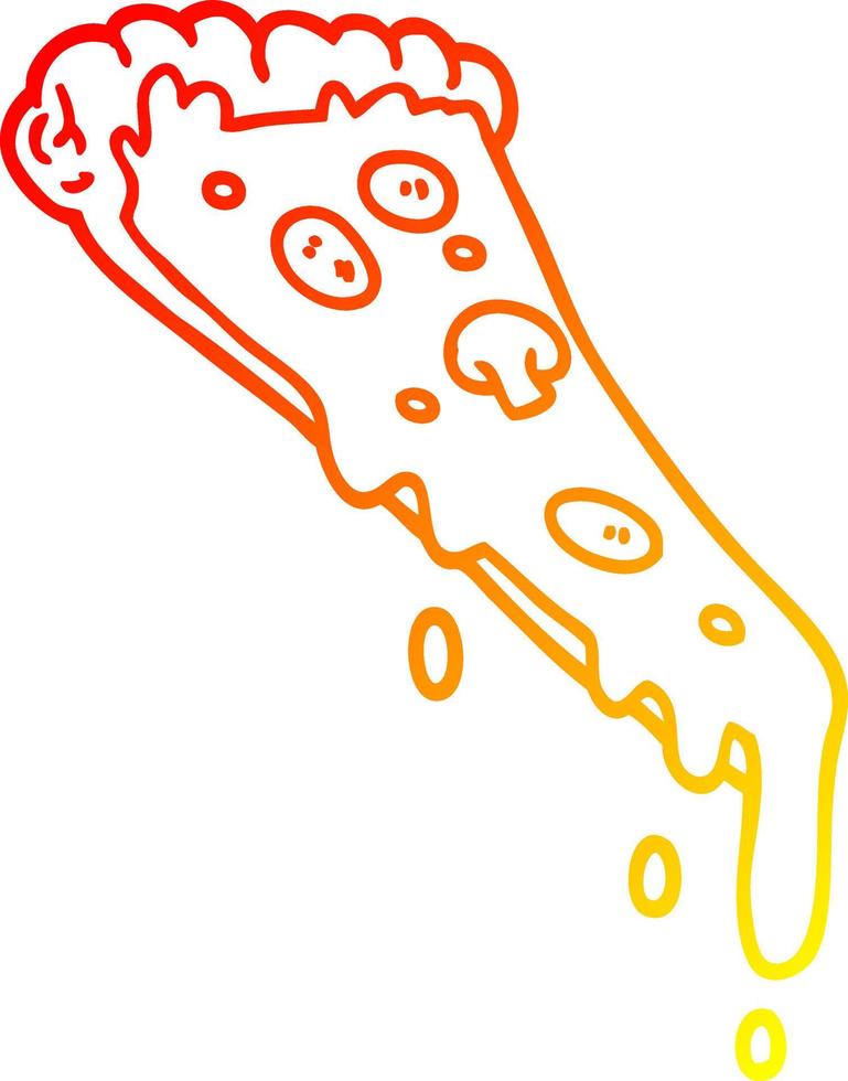 Fatia de desenho animado de desenho de linha de gradiente quente de pizza vetor